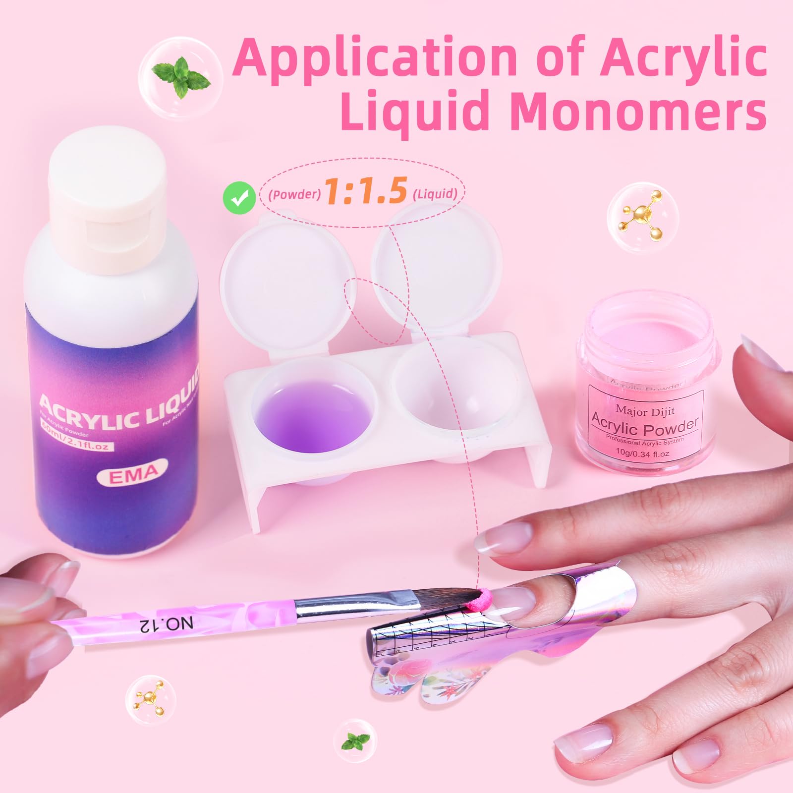 DouborQ Kit d'ongles en acrylique avec perceuse à ongles électrique, faux ongles, kit de démarrage pour débutant avec tout (-2-P)