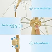 Vista 2 de Umberlla de patio bohemio de 6.5 pies con flecos, sombrilla para exteriores UPF50+ con varillas de fibra de vidrio y botón de inclinación, paraguas