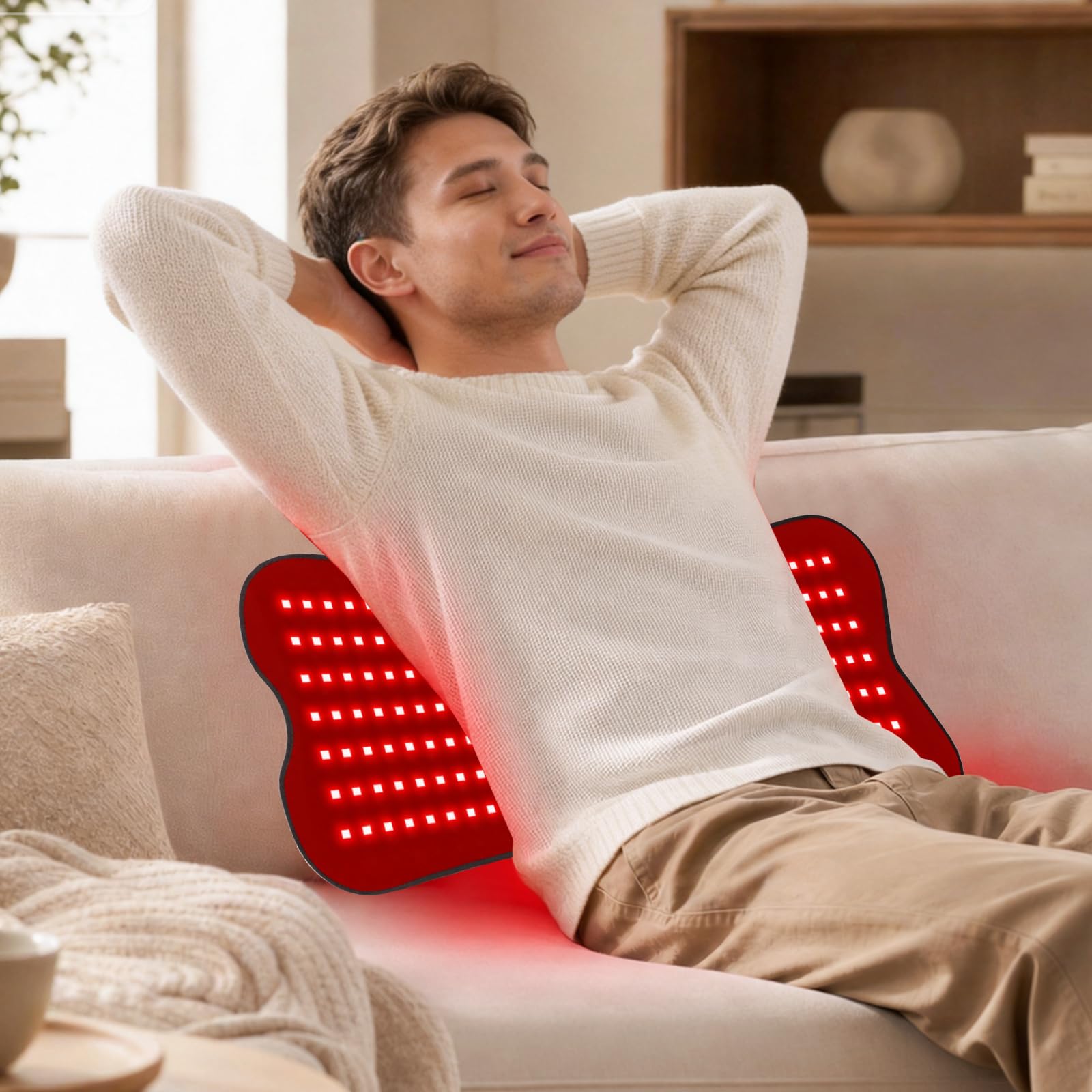 Ceinture de thérapie à lumière rouge à 210 LED, tapis de thérapie à lumière rouge, 660 nm et 850 nm, thérapie par lumière infrarouge, tapis chauffant électrique, 5 niveaux de luminosité et 5 réglages