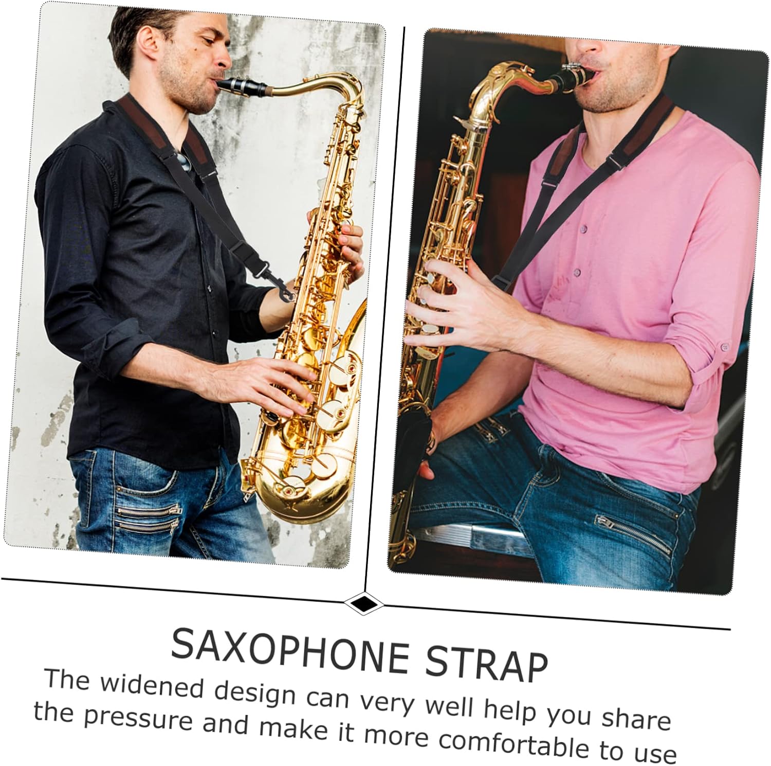 Totority Saxophone Neck Strap Adjustable Shoulder Belt for Saxophone Coffee | High Elastic Cotton, Widened Load Bearing Design, Anti Skid Hook, Practical Accessory for Instrument Use