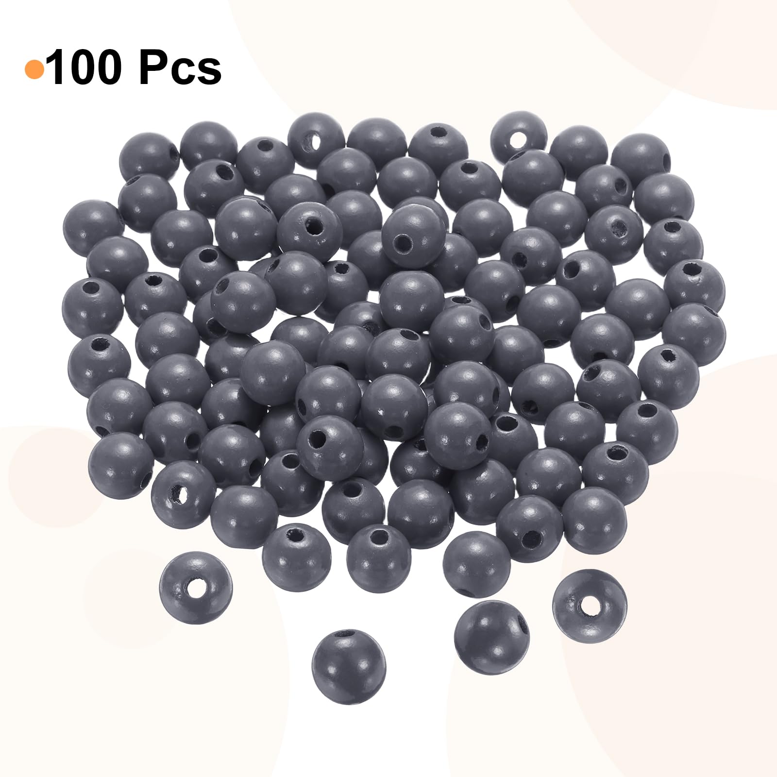 HARFINGTON 100 cuentas de madera gris profundo de 16 mm de profundidad de 3,3 mm, cuentas espaciadoras sueltas de madera redondas para hacer joyas, collares, pulseras, manualidades, macramé
