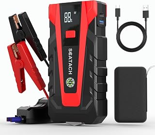Scatach 3000A Peak Car Jump Starter - Portable 12V Battery Pack for 9.0L Gas/7.0L Diesel Engines, 3-Mode Flashlight