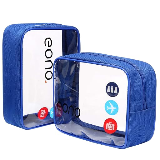 Eono Clear Toiletry Bag, Blue 2 Pack