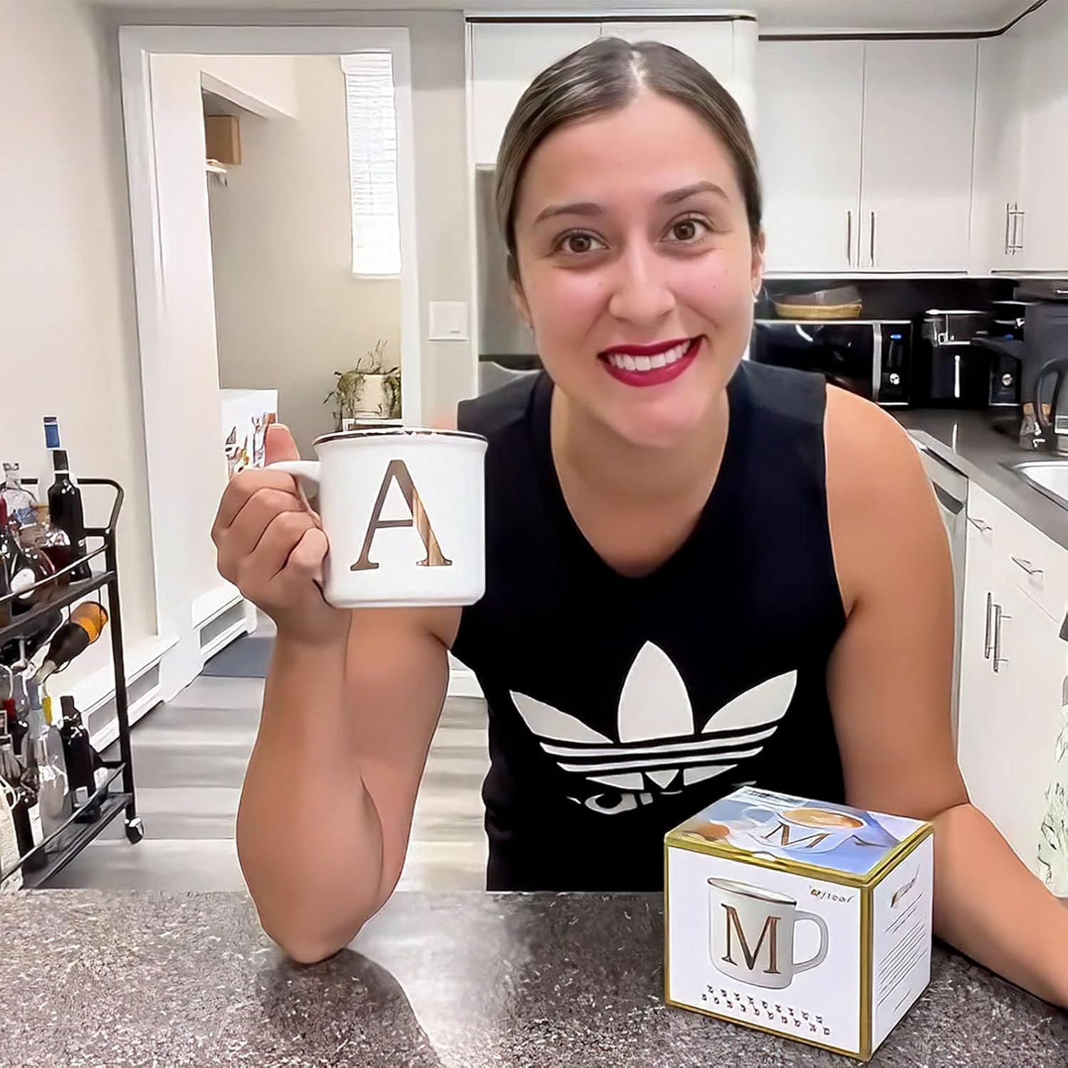 Miicol Ceramic Coffee Mug 16 oz, Monogram Coffee Cup, Golden Initial Tea Mug, Personalized Tea Cup, Unique Gift, Large Mug for Home, Office, Letter A - Image 4