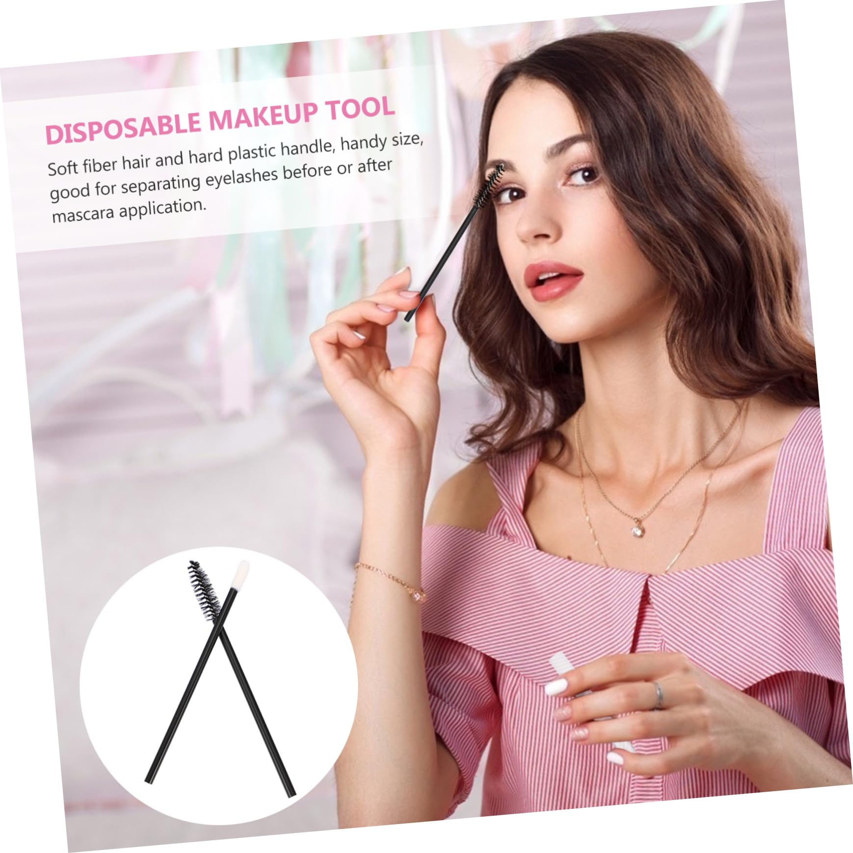 TOVINANNA Makeup Disposables Set Glitter Mascara Wand Lipstick Applicator Eyebrow Brush Wands