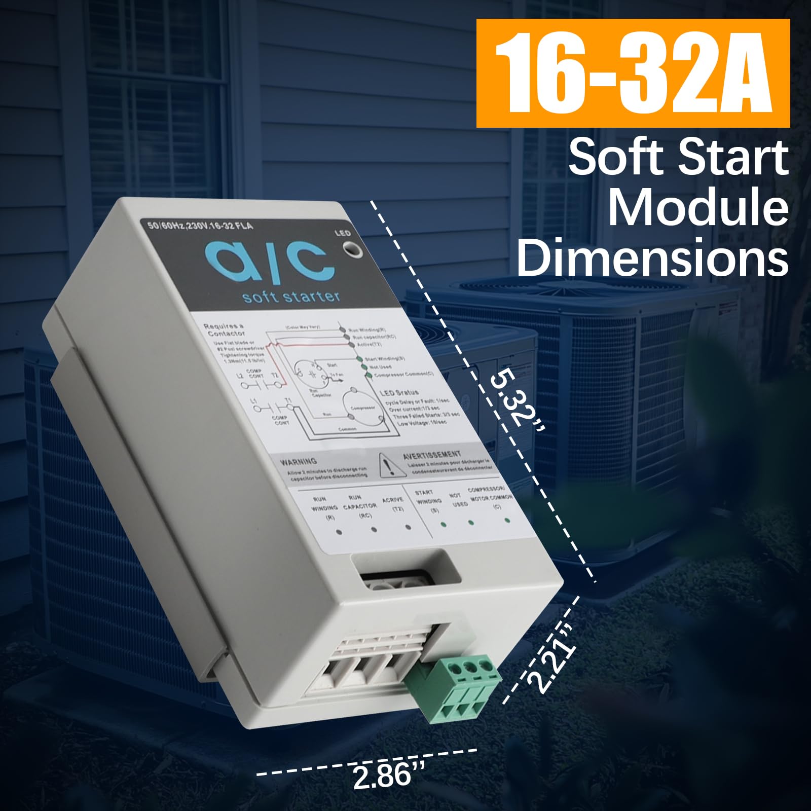 16-32A Soft Start Module per 4-7 tonnellate condizionatori d'aria HVAC residenziali, protezione inversa motore, kit di avviamento graduale AC sostituire per il sistema del generatore