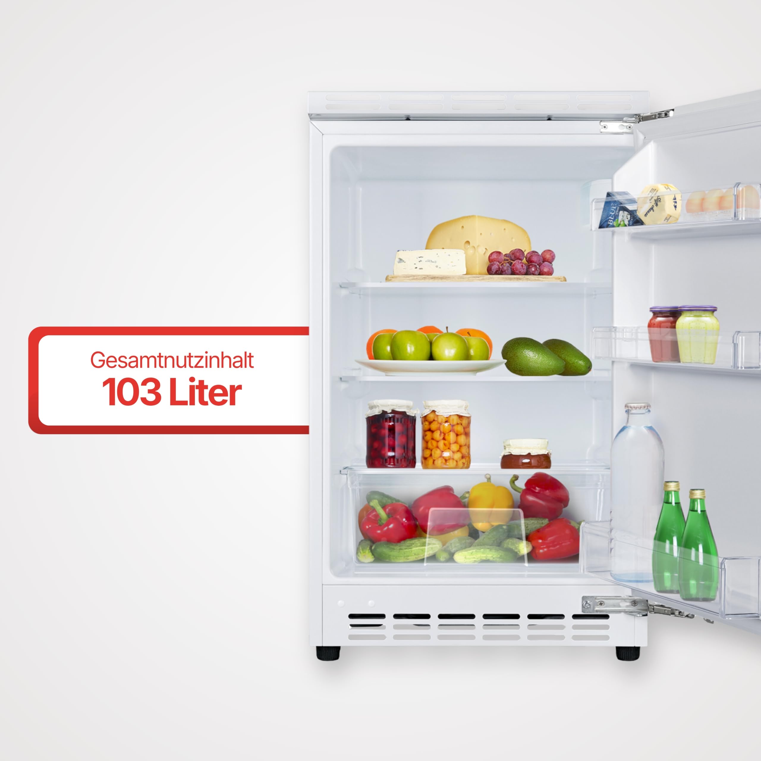 Amica UVKSD 351 951 - Nevera para debajo de la encimera, nicho de 815 mm, decorable, compresor inversor, control electrónico, tope de puerta intercambiable