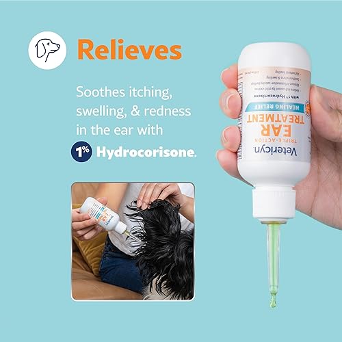 Miniatura 7 de Vetericyn Tratamiento de oídos de triple acción para perros y gatos Gotas para los oídos de hidrocortisona al 1% para alivio de infecciones de oído