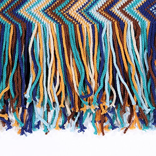 Sofaüberwurf im Bohemian-Stil, warm, dick, weich, 130 x 160 cm (Blau) – Bild 4