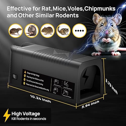 Miniatura 5 de Zapador Eléctrico para Ratas Zapador Eléctrico para Ratones Paquete de 2 Trampa Electrónica para Ratones Asesino Efectivo de Roedores con Voltaje