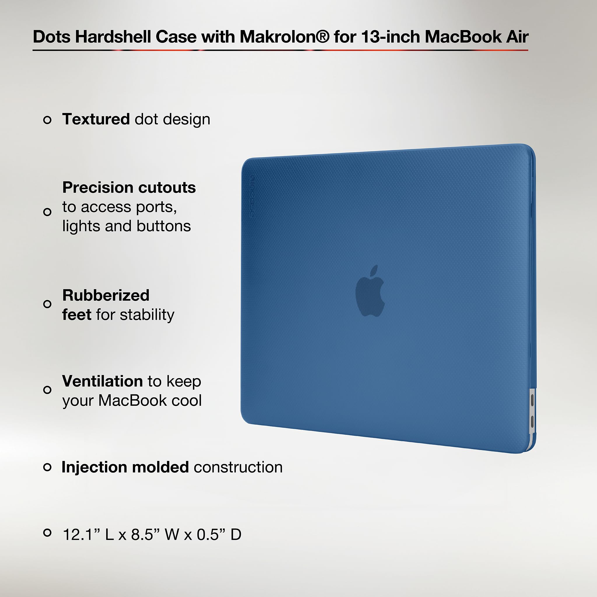 Incase Dots Hardshell with Makrolon® - Carcasa rígida protectora para MacBook Air 13" 2022, 2021, 2020, 2019, 2018 M1 - Resistente a los arañazos y ligera - Cobalto