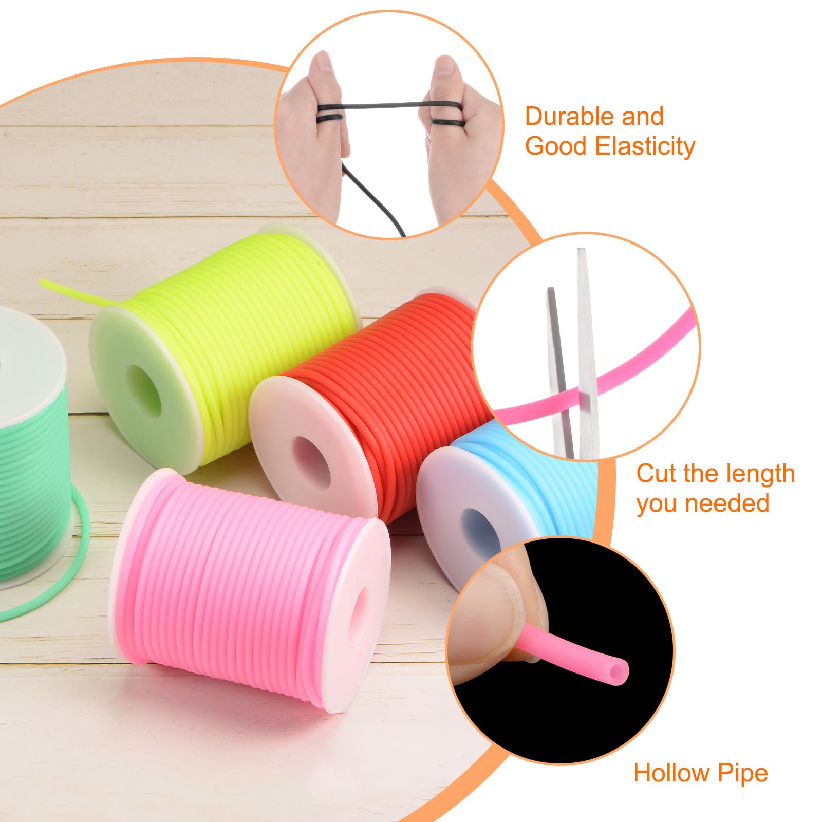 Craftdady Tuyau Creux En Caoutchouc PVC - 50 M - Pour Collier Et Bracelet - Noir