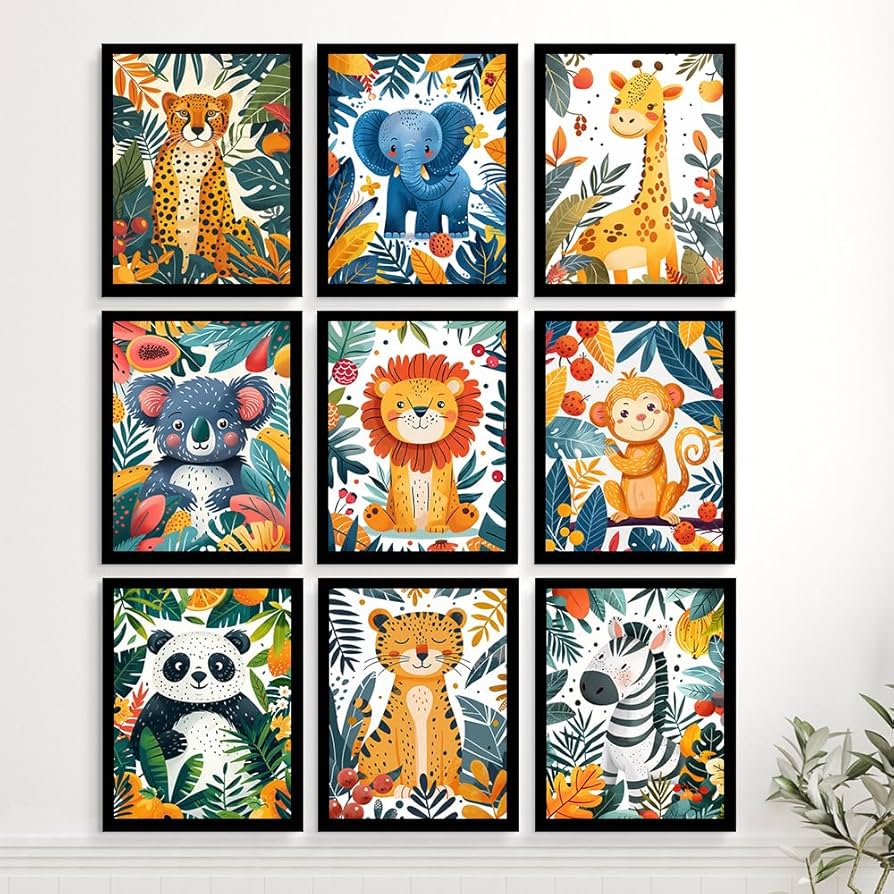 赤ちゃんのインテリア／アート Amazon.co.jp: サファリ保育園装飾 - ベビールーム装飾 動物写真