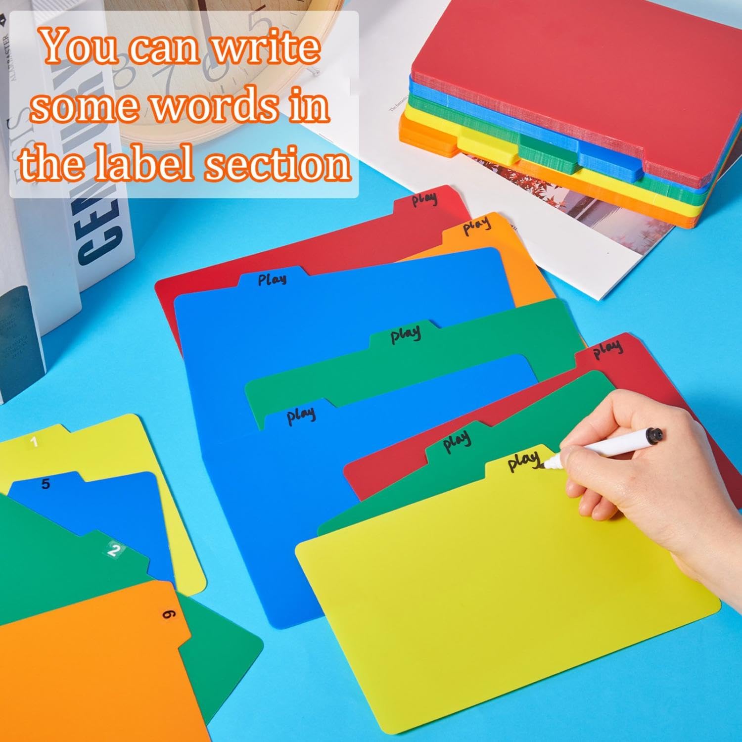 Set di 100 divisori per carte con alfabeto e divisori autoadesivi, con linguette per ufficio, affari, aula (10 x 20 cm)