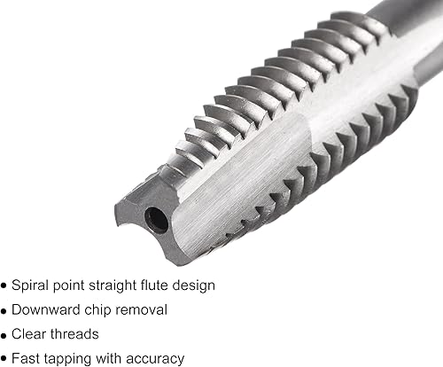 Miniatura 3 de uxcell Grifo roscado de punta espiral 38-16 UNC, HSS (acero de alta velocidad) Macho de rosca de máquina 3 flautas rectas sin recubrimiento