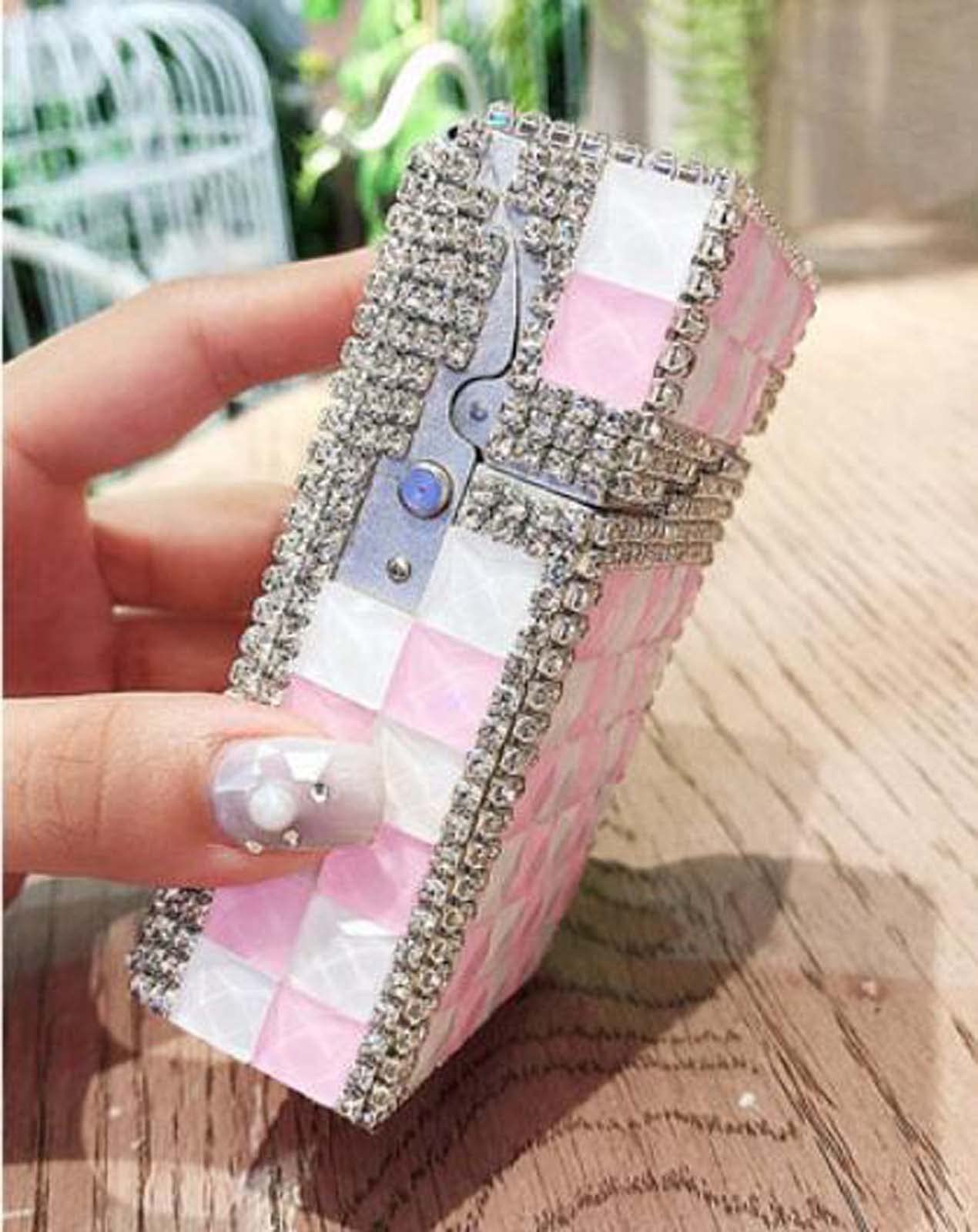 bedazzled cigarette case Amazon.com: ZEALMAX Women Cigarette Case Holder Box, Creative Exquisite Rhinestone  Cigarette Case Storage Box : Health & Household