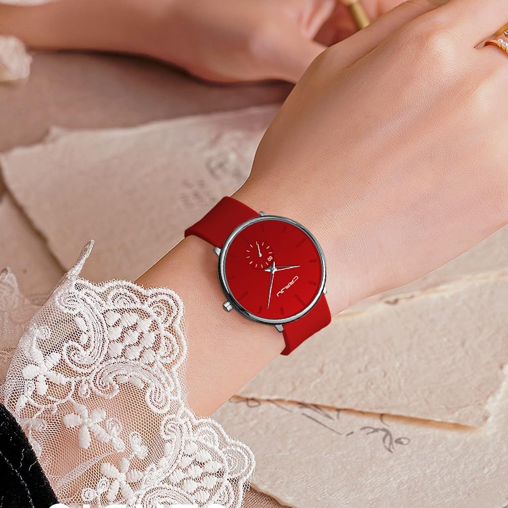 CRRJU Men’s Women Watch Casual Stylish Waterproof Quartz Unisex Wristwatches, Ultra Thin Watches for Men Women, Colorful Silicone Band - Image 2