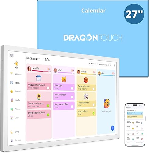 Miniatura 10 de Calendario digital de pared de 15 pulgadas, pantalla táctil, calendario electrónico de escritorio y tabla de tareas para la familia y niños,