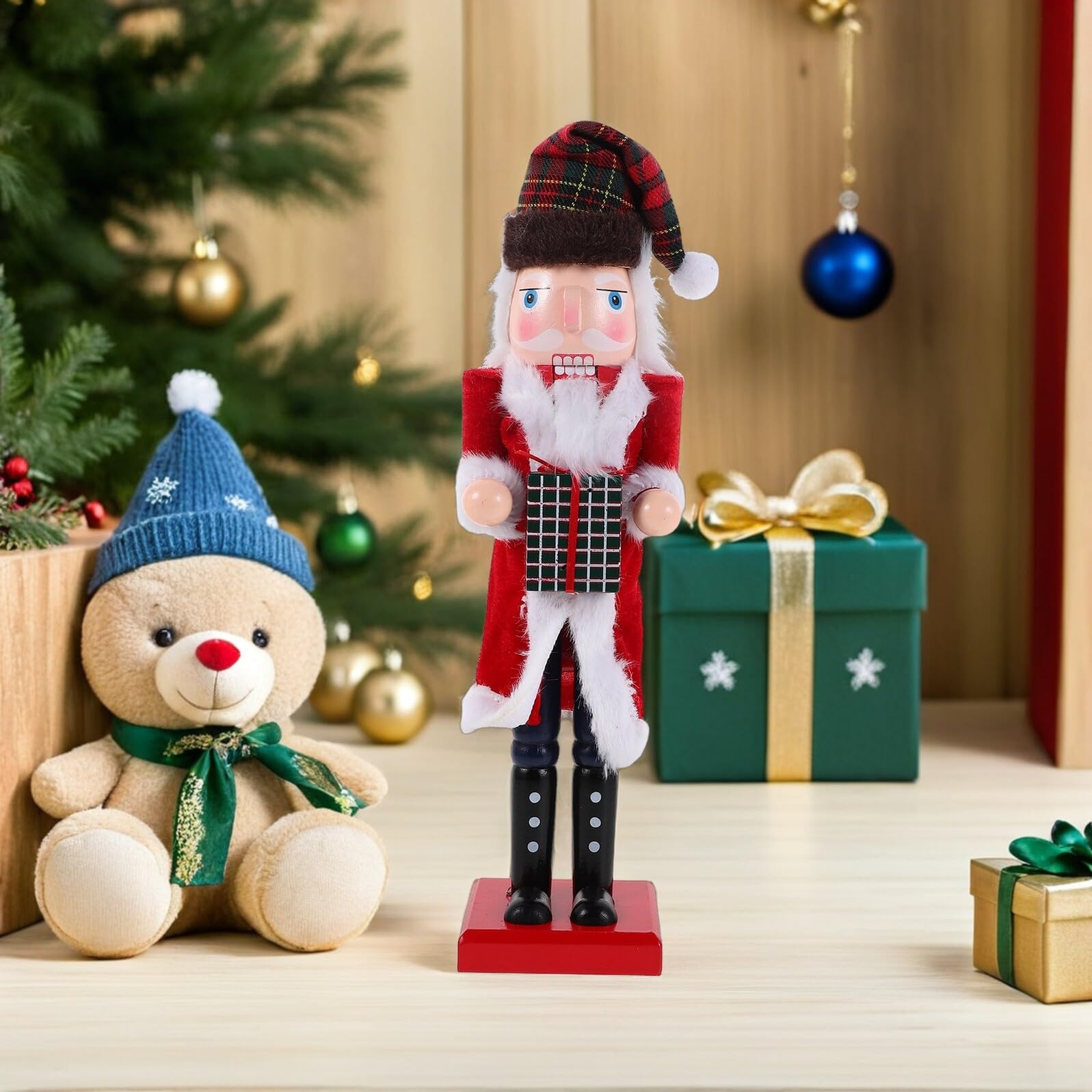 Schiaccianoci Tradizionale in Legno Decorazione Natalizia da Tavolo per Festa di Natale e Capodanno Statua Pupazzo Soldatino Festivo per Interni Accoglienti