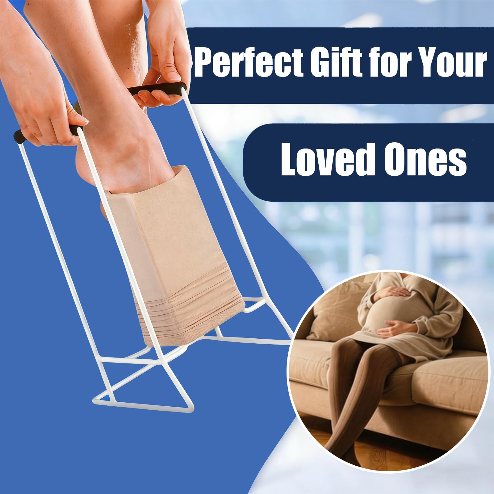 Aiuto di serraggio per calze a compressione, aiuto per stringere calze in metallo, calze a compressione, sostegno per indossare calze e calze per anziani