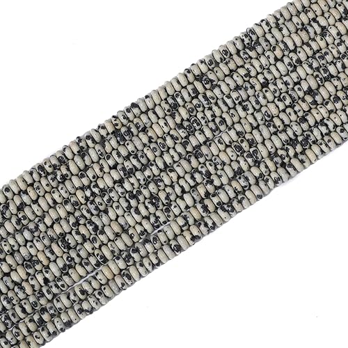 Miniatura 7 de Cuentas de piedra de disco dálmata natural de 0.16 x 0.079 pulgadas, 160 cuentas sueltas de piedras semipreciosas para diseño de joyería
