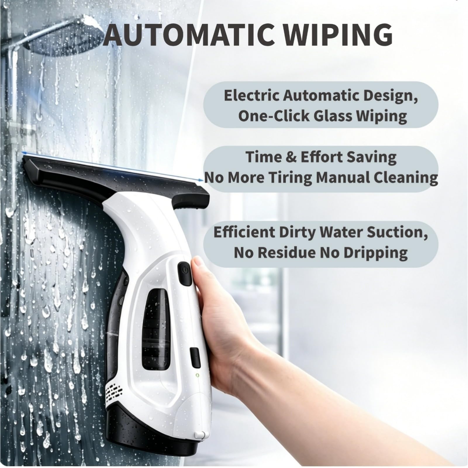 2200 mAh elettrico Window Cleaner Strumento, lavavetri senza fili, per spruzzare, pulire e aspirare efficacemente finestre, specchi, vetri doccia, piastrelle (spina americana