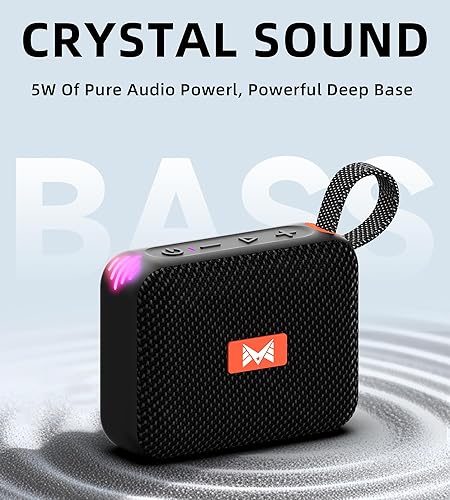 Miniatura 4 de Altavoz Bluetooth, altavoz portátil con luz sincronizada con ritmo, IPX7 impermeable, tiempo de reproducción de 5 horas, sonido estéreo fuerte,