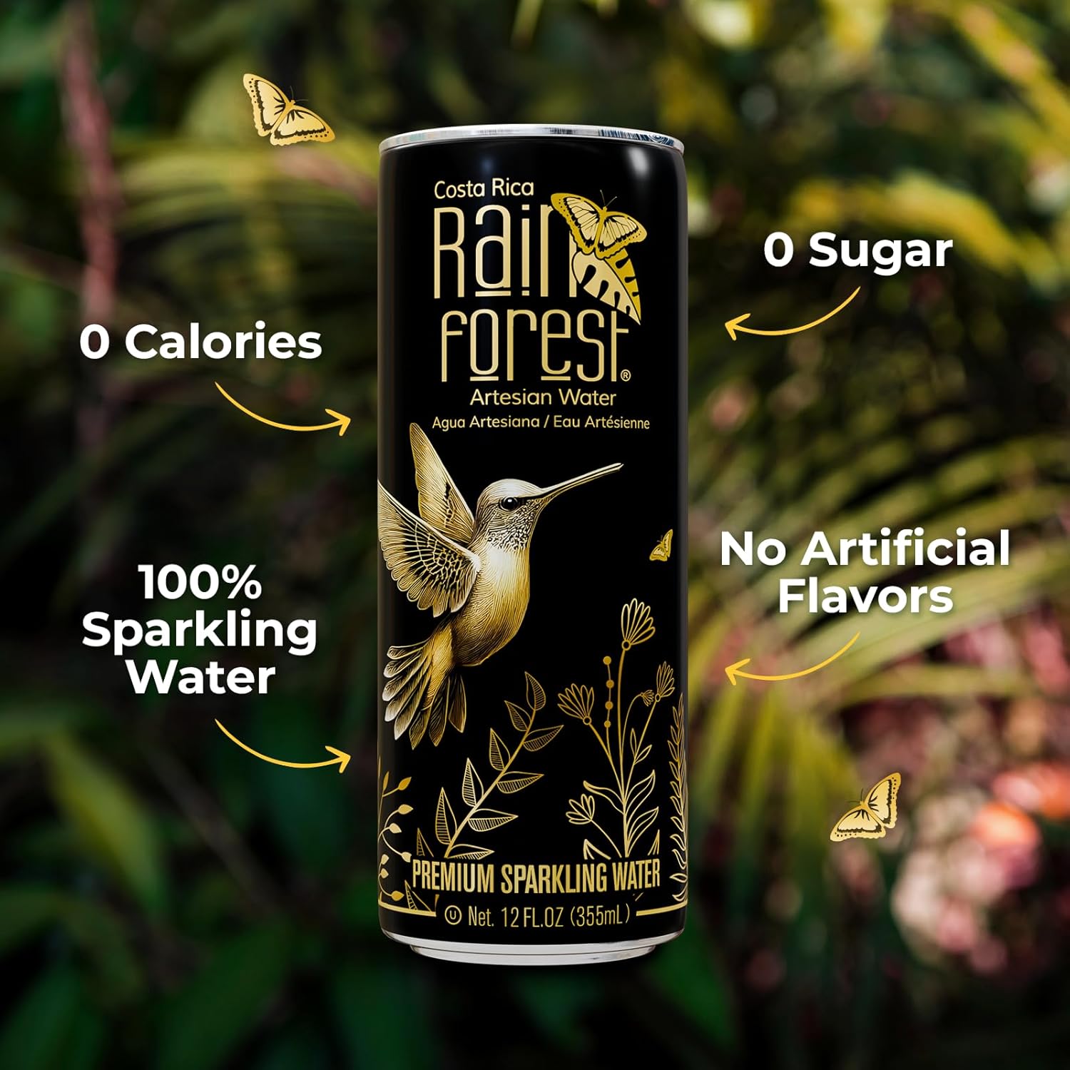Rainforest Sparkling Water Cans | Pallet – 12 Boxes, Each with 12 Cans (355 ml Each) | Crisp Carbonated Water for Pure Refreshment | Naturally Sourced Drinking Water in Eco-Friendly Packaging