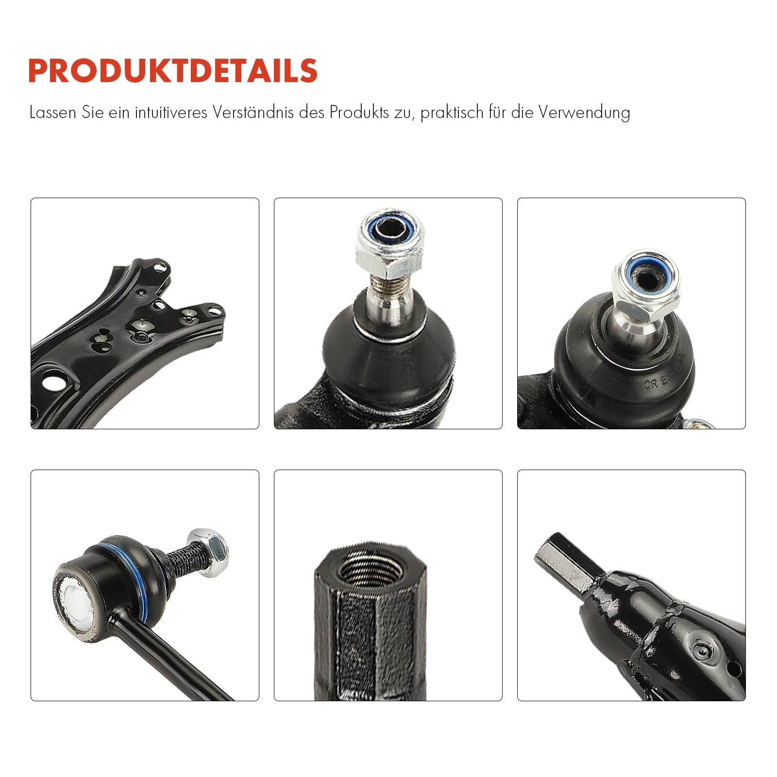 Frankberg 2x Querlenker + 2x Spurstangenkopf + 2x Koppelstange Vorne Kompatibel mit Fabia I 6Y2 1.0L-2.0L 1999-2008 Polo 9A 9N 1.2L-1.9L 2001-2009 Replace# 6Q0411315J