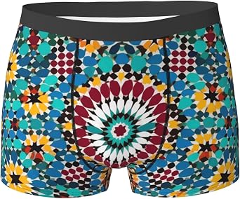 Mens Boxer Briefs Soft Stretchy Underwear for Men Moroccan Color Pattern Mens Underwear Boxer Briefs XX-Large Black