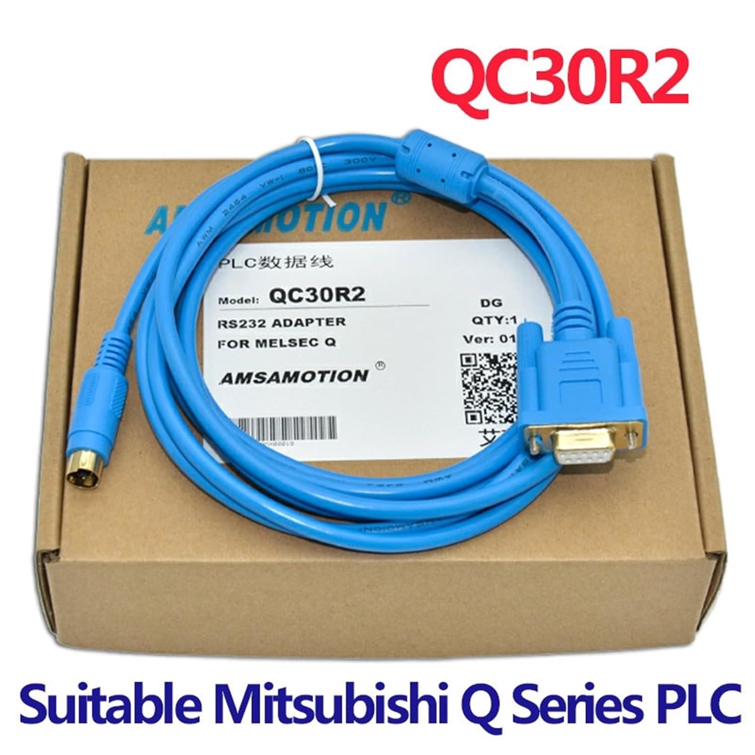 Serial Cable QC30R2 Suitable for Q Series Programming Data Cable DB9 9pin Female Round DB 8 pin(QC30R2 White,2m)