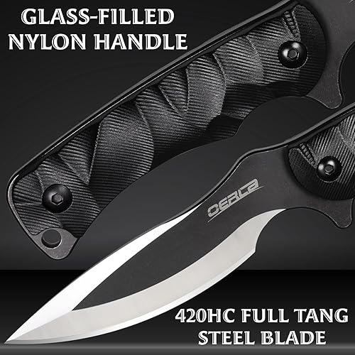 Miniatura 3 de OERLA TAC OLL-005 Cuchillo al aire libre Hoja fija Camping Caza Supervivencia Campo Cuchillo 420HC Hoja de acero de espiga completa con funda Kydex