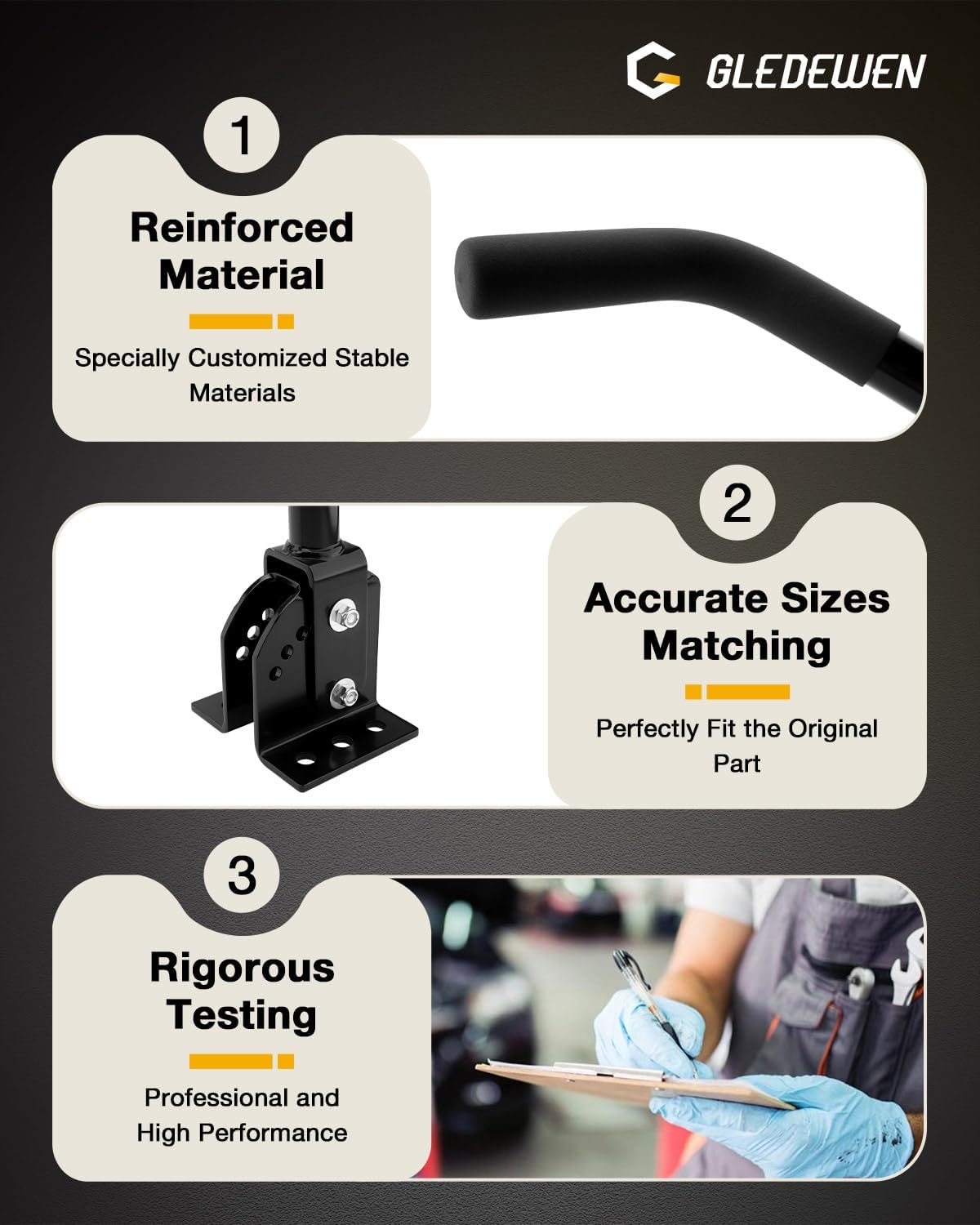 Gledewen Mower Assist Handle, Adjustable Lawnmower Grab Bar, Compatible with Almost Zero Turn Lawn Mower, On Off Lawnmower Aid Help Bar, Use to Steady Balance — Black Color