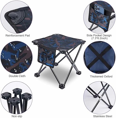 Miniatura 4 de Taburete plegable portátil de camping para adultos, taburete plegable ligero para reposapiés al aire libre, pesca, senderismo, jardinería y playa