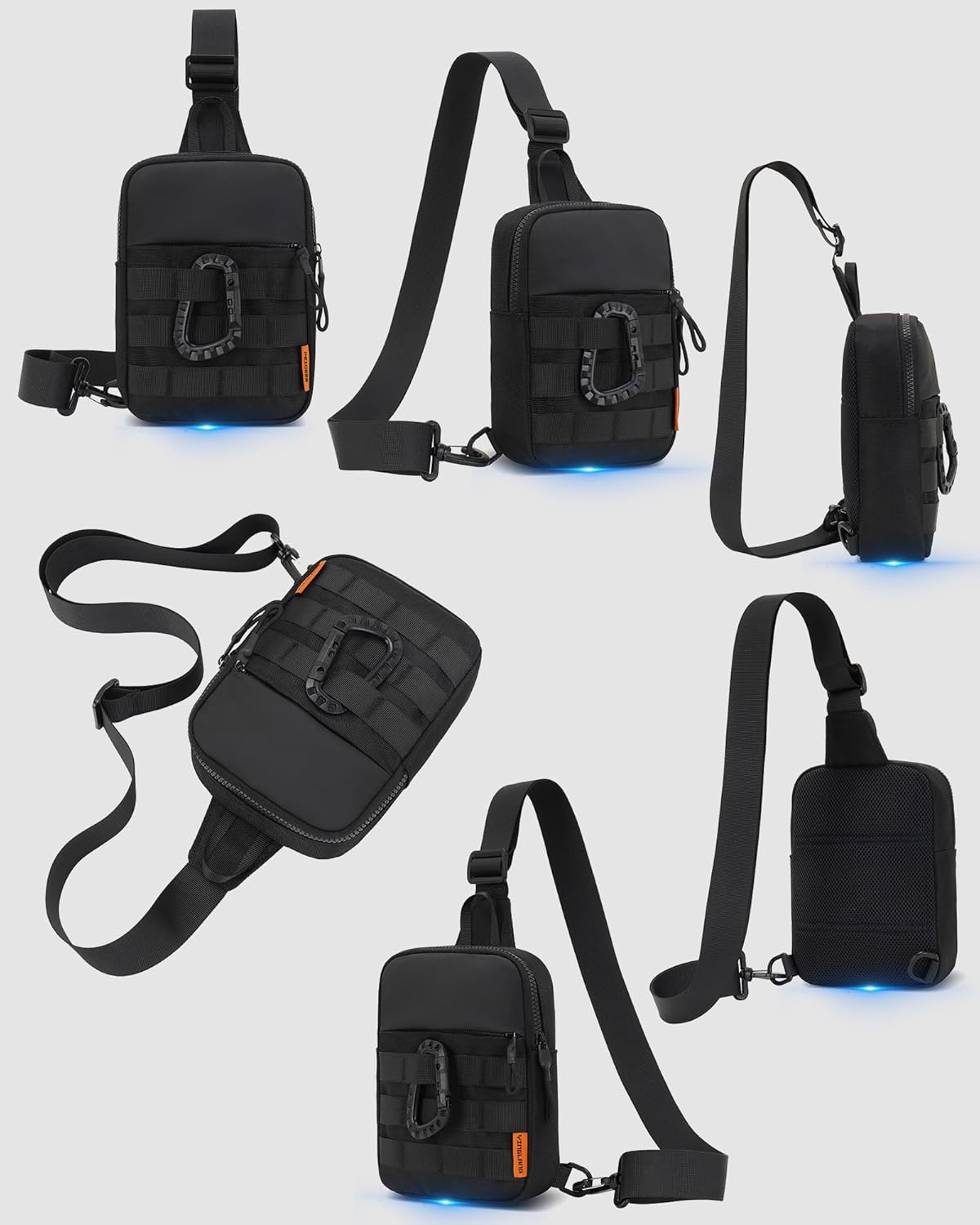 Peicees Small Anti Theft Sling Bag for Men, Tactical Inspired Waterproof Utility EDC Mini Crossbody Chest Bag for Travel Work Sport (Black)
