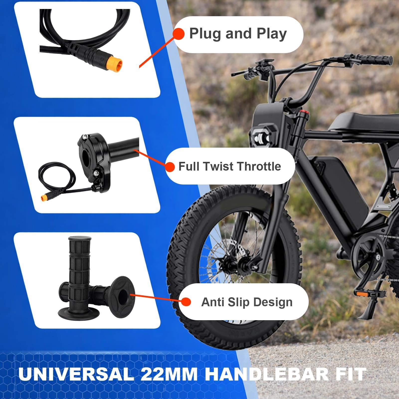 Poignée d'accélérateur de rechange pour moto électrique Macfox - Installation facile - Accessoire en métal