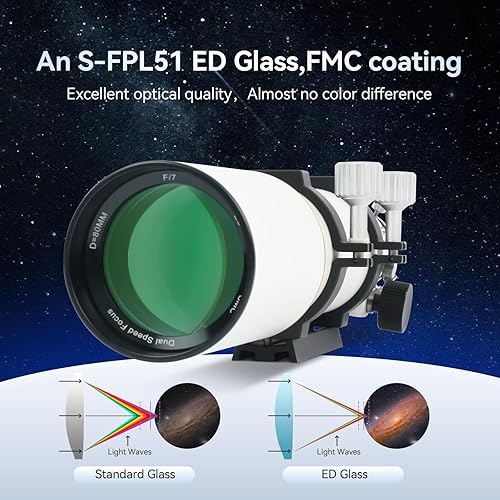 Miniatura 3 de SVBONY SV503 Telescopio 80ED F7 Telescopio OTA de longitud focal de 22.047in para una visión excepcional y astrofotografía