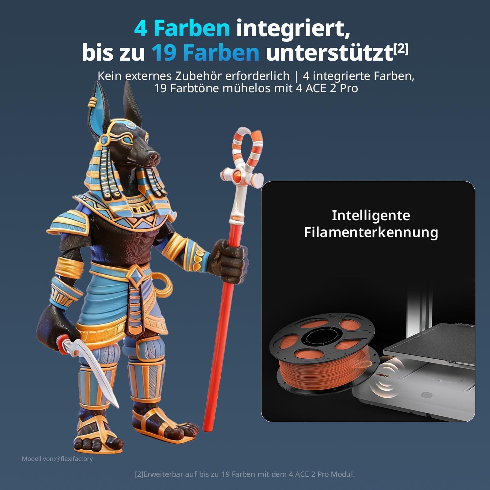 Anycubic Kobra X 3D Drucker Mehrfarbig, Verbesserte Auto Nivellierung für eine makellose erste Schicht, 600 mm/s Schnelles Drucken, 4 Farbdruck Max 19 Farben, 260 x 260 x 260 mm Druckgröße