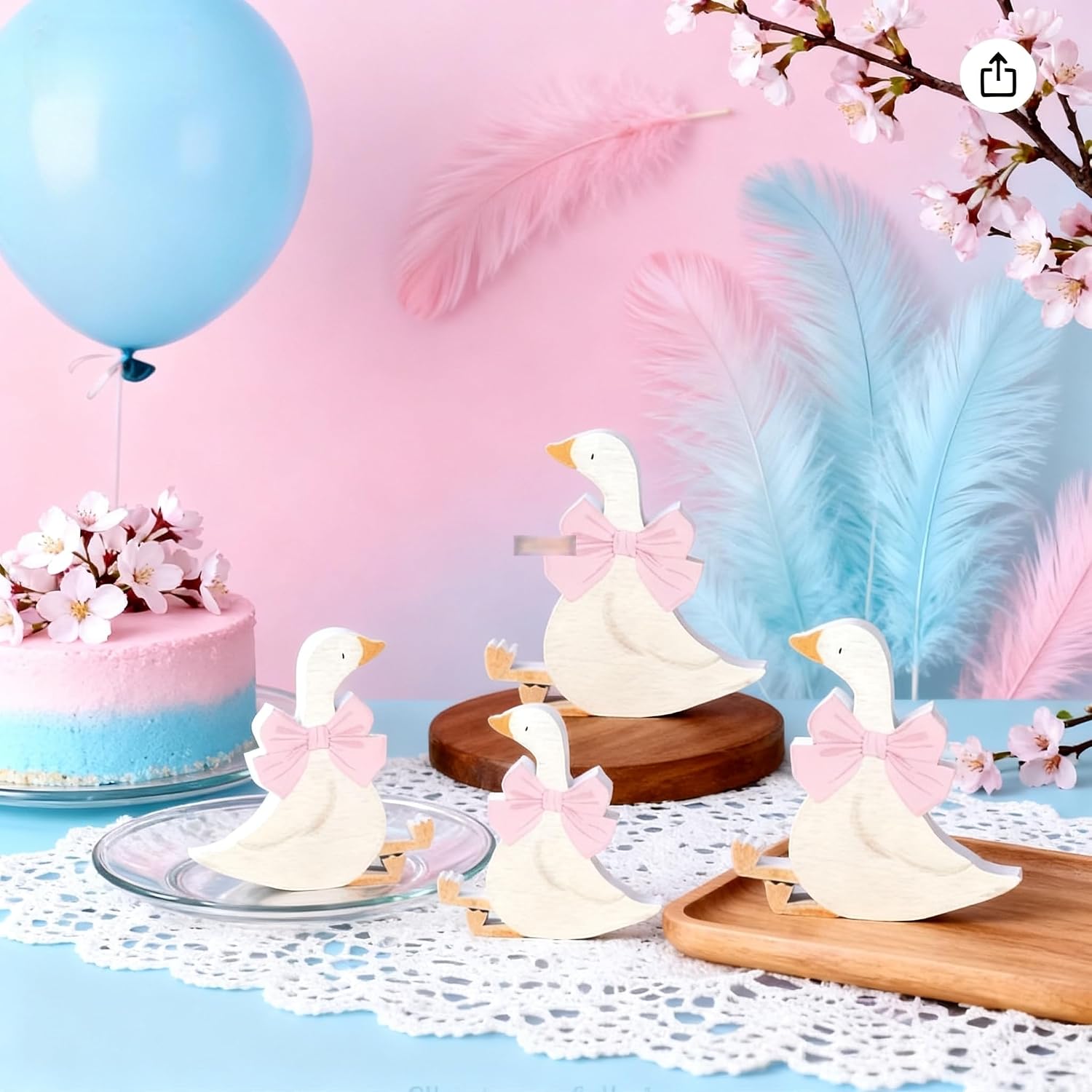 Silly Goose Birthday Party Supplies 6 Pack Wooden Animal Figurines Farmhouse Tiered Tray Accessories Nursery Room Shelf Decor Ideas Office Desk Humor Statues one Silly Goose