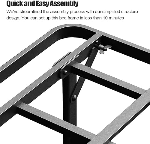 Miniatura 6 de ZIYOO Base de cama plegable resistente California King de 16 pulgadas de alto, plataforma de metal, no necesita somier, fácil montaje, sin ruido,