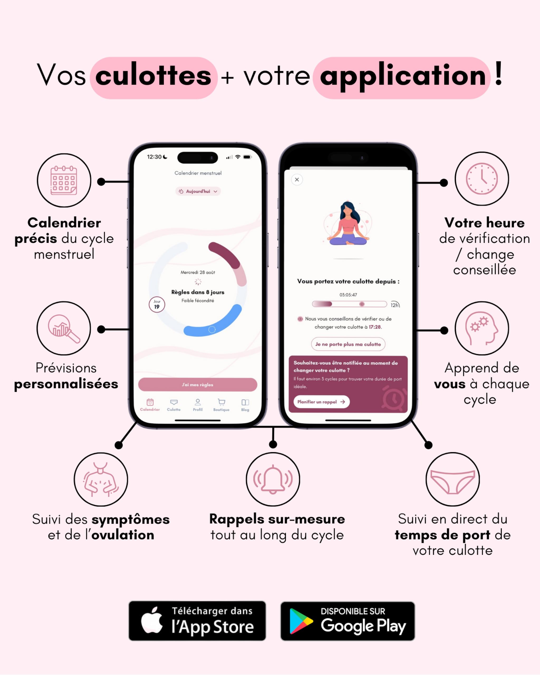 Culotte Menstruelle Lavable - 4 Couches Ultra-Absorbantes Flux Léger à Abondant - Protection Hygiénique Réutilisable sans Fuite – Coupe Haute Indémodable - Marque française