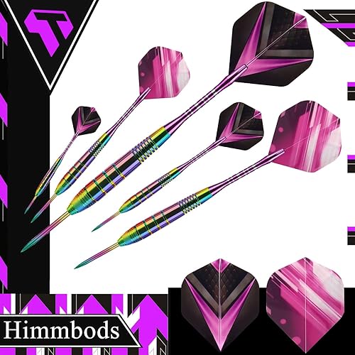 Miniatura 3 de Himmbods Juego de 3 dardos de punta de metal con eje de aluminio, juego de dardos profesionales de punta de plástico + 3 vuelos de dardos