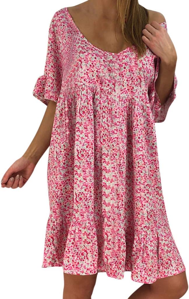 Womens Off Shoulder Dress Plus Size S5XL Vintage Floral Printed Summer