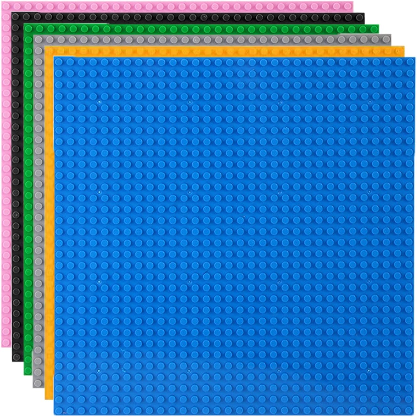 Pack of 6 Classic Base Plates for Building Blocks, 25.5 x 25.5 cm, with 32 x 32 Nubs, Plate Set Building Plate Compatible with Most Brands, for Creative Play, Educational Toy (Mixed Colour 2)