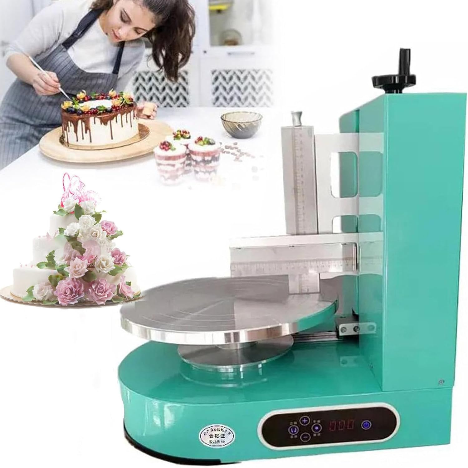 Machine à glacer Les gâteaux, lisseur pour gâteaux d'anniversaire, applicateur Semi-Automatique de crème au Beurre et de nappage de crème glacée, idéal pour la Cuisson et Le glaçage des gâte