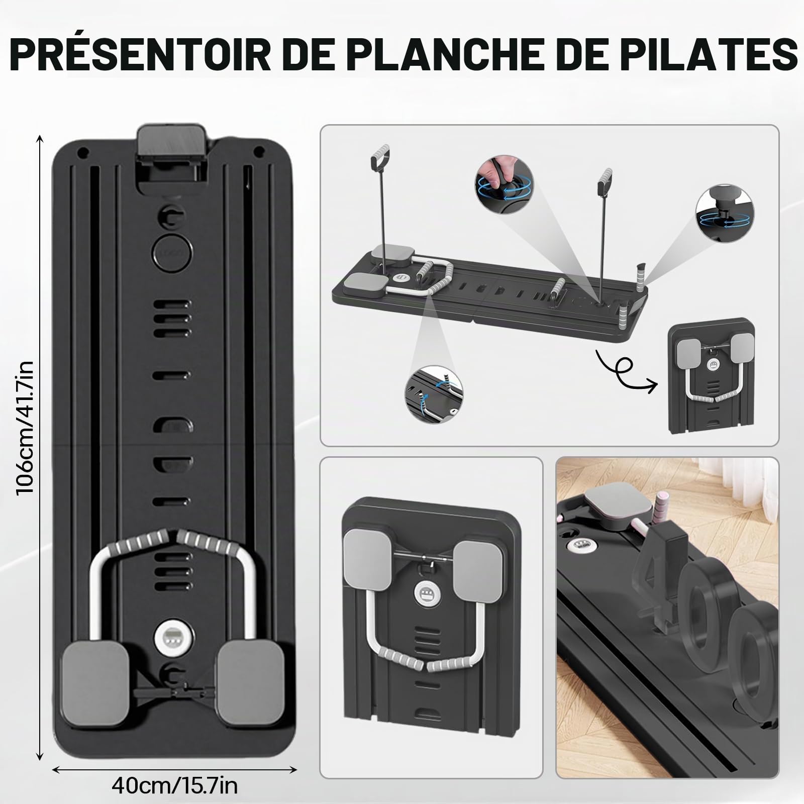 Planche de Pilates Réformateur de Pilates - Planche pliable multifonction pour la maison - Planche à roulettes 5 en 1 - Équipement de Pilates
