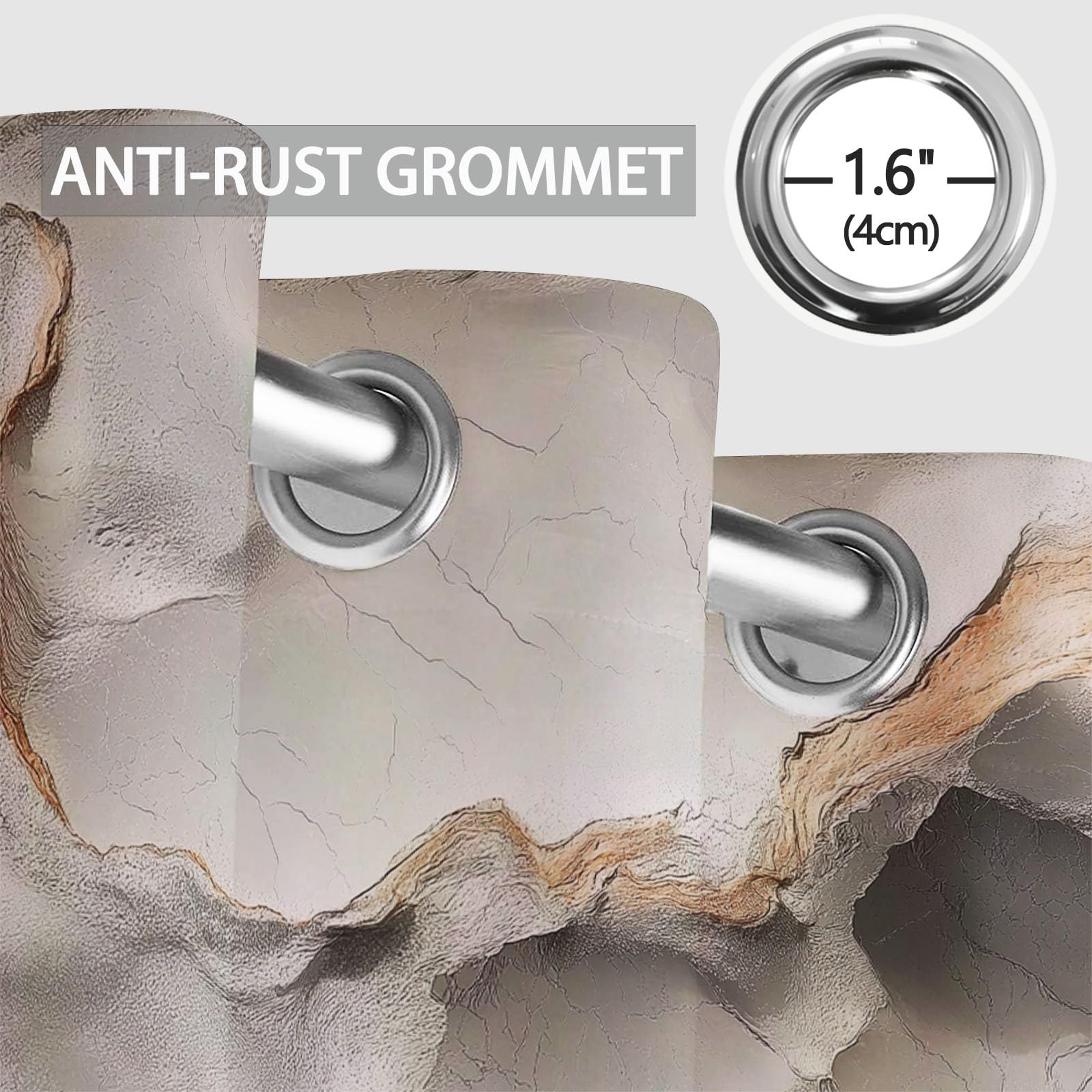Isolant Anti-Froid Épais, Rideaux Thermiques 91.5L X 160H cm (2 Panneaux), Plis De Marbre Abstraits pour Chambre d'enfant, Gris Clair