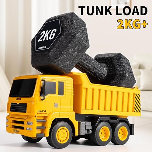 Miniatura 6 de YAZHIYI Camión volquete RC de juguete, camión volquete de control remoto de 6 canales para niños 4-7, 8-12, vehículos de construcción juguetes con