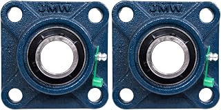 Jeremywell UCF208-24 Pillow Block Bearing (2 Pack), 1-1/2 inch Bore, 4-Bolt Flange Mounted, Solid Base, Self-Alignment, Sqaure