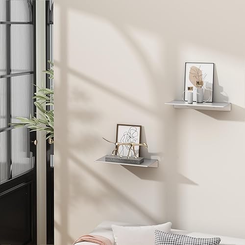 Miniatura 2 de Danpoo Estantes flotantes adhesivos para almacenamiento de pared, estantes de pared de metal, estantes de baño pequeños para montaje en pared, mini